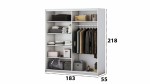 Set Dormitor Beta, alb, dulap 183 cm, pat 140×200 cm, 2 noptiere, comoda - imagine 8