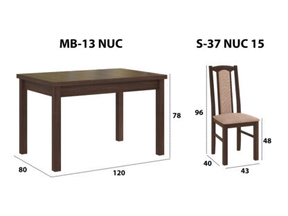 Set masa extensibila 120x150cm cu 4 scaune tapitate, MB-13 Max5 si S-37 Boss7 O15, nuc, lemn masiv de fag, stofa - imagine 9