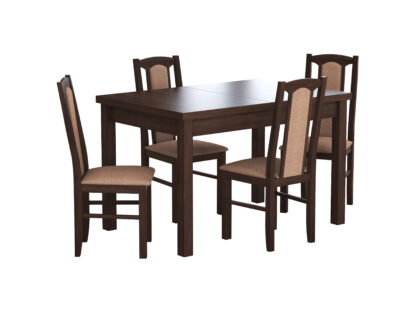 Set masa extensibila 120x150cm cu 4 scaune tapitate, MB-13 Max5 si S-37 Boss7 O15, nuc, lemn masiv de fag, stofa - imagine 2