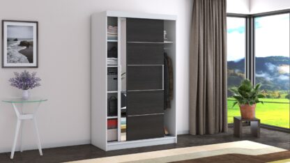 Dressing Beta alb/wenge 120x200x58 cm cu oglinda - imagine 5