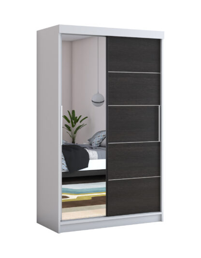 Dressing Beta alb/wenge 120x200x58 cm cu oglinda - imagine 3