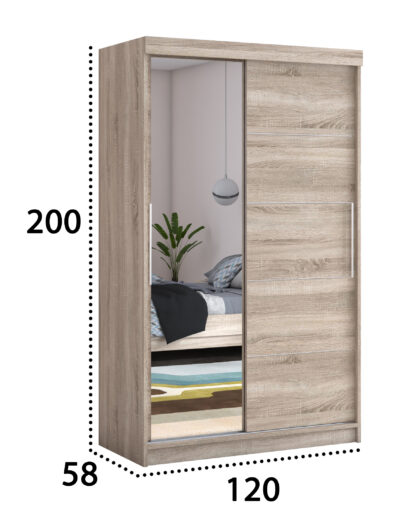 Dressing Beta sonoma 120x200x58 cm cu oglinda - imagine 3