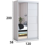 Dressing Beta alb 120x200x58 cm cu oglinda - imagine 5