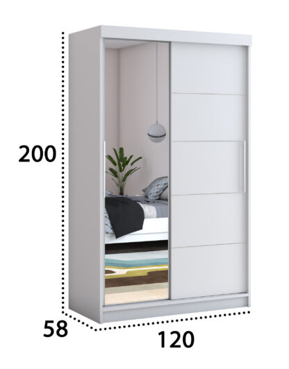 Dressing Beta alb 120x200x58 cm cu oglinda - imagine 5