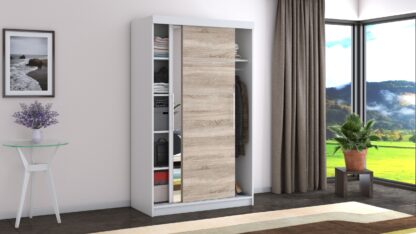 Dressing Beta alb/sonoma 120x200x58 cm cu oglinda - imagine 5