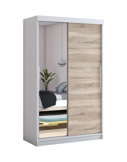 Dressing Beta alb/sonoma 120x200x58 cm cu oglinda - imagine 3