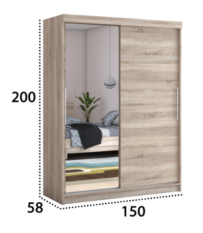 Dressing Beta sonoma 150x200x58 cm cu oglinda - imagine 5