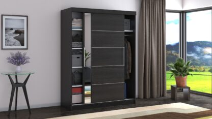 Dressing Beta wenge 150x200x58 cm cu oglinda - imagine 4