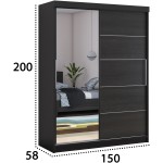 Dressing Beta wenge 150x200x58 cm cu oglinda - imagine 2