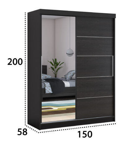 Dressing Beta wenge 150x200x58 cm cu oglinda - imagine 2