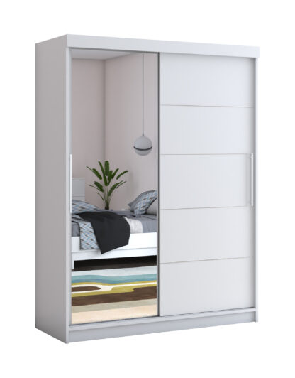 Dressing Beta alb 150x200x58 cm cu oglinda - imagine 3