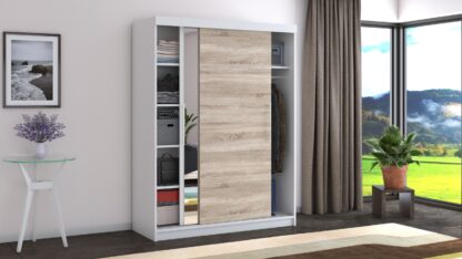 Dressing Beta alb/sonoma 150x200x58 cm cu oglinda - imagine 2