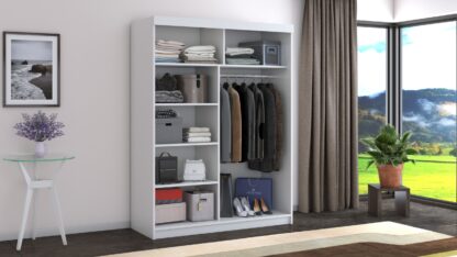 Dressing Beta alb/sonoma 150x200x58 cm cu oglinda - imagine 3