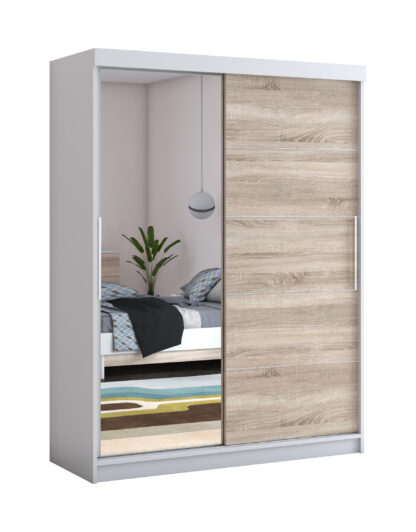 Dressing Beta alb/sonoma 150x200x58 cm cu oglinda - imagine 4