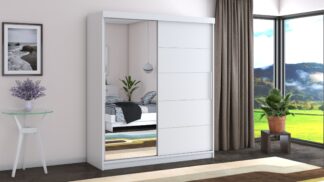 Dressing Beta alb 180x200x58 cm cu oglinda