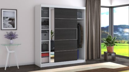 Dressing Beta alb/wenge 180x200x58 cm cu oglinda - imagine 2