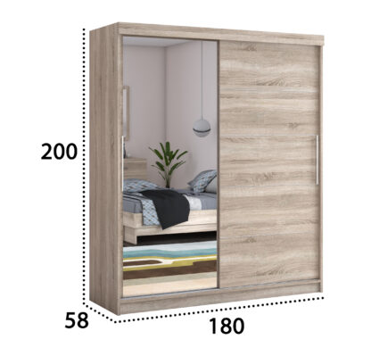 Dressing Beta sonoma 180x200x58 cm cu oglinda - imagine 2