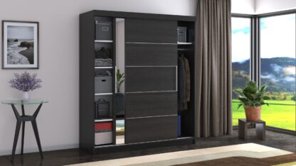 Dressing Beta wenge 180x200x58 cm cu oglinda - imagine 5