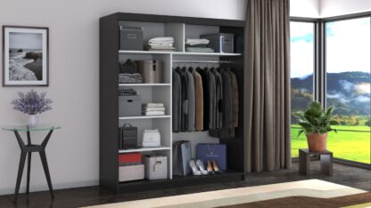 Dressing Beta wenge 180x200x58 cm cu oglinda - imagine 4