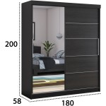 Dressing Beta wenge 180x200x58 cm cu oglinda - imagine 2
