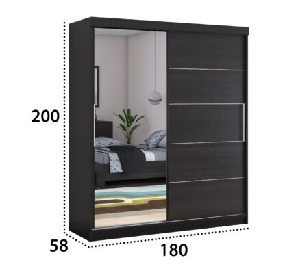 Dressing Beta wenge 180x200x58 cm cu oglinda - imagine 2