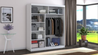 Dressing Beta alb 180x200x58 cm cu oglinda - imagine 3
