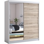 Dressing Beta alb/sonoma 180x200x58 cm cu oglinda - imagine 3