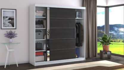 Dressing Beta alb/wenge 200x200x58 cm cu oglinda - imagine 5