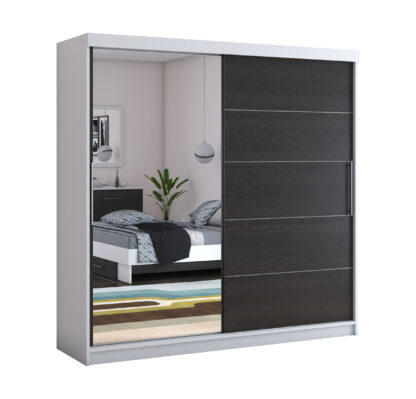Dressing Beta alb/wenge 200x200x58 cm cu oglinda - imagine 3