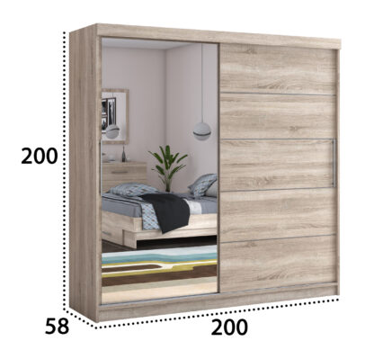 Dressing Beta sonoma 200x200x58 cm cu oglinda - imagine 3