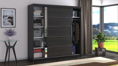 Dressing Beta wenge 200x200x58 cm cu oglinda - imagine 5
