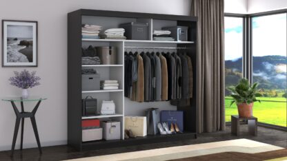 Dressing Beta wenge 200x200x58 cm cu oglinda - imagine 4