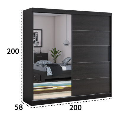 Dressing Beta wenge 200x200x58 cm cu oglinda - imagine 2