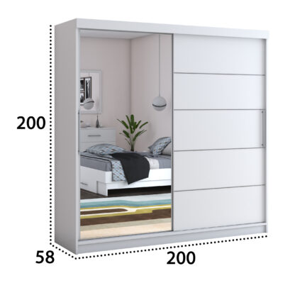 Dressing Beta alb 200x200x58 cm cu oglinda - imagine 3