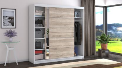 Dressing Beta alb/sonoma 200x200x58 cm cu oglinda - imagine 2