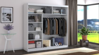 Dressing Beta alb/sonoma 200x200x58 cm cu oglinda - imagine 5