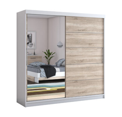 Dressing Beta alb/sonoma 200x200x58 cm cu oglinda - imagine 4