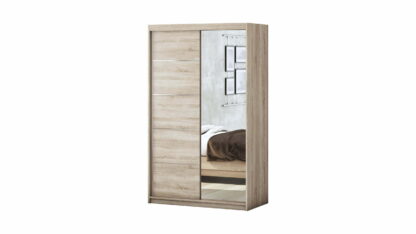 Set Dormitor Beta, sonoma, dulap 120 cm, pat 140x200 cm, 2 noptiere, comoda - imagine 3