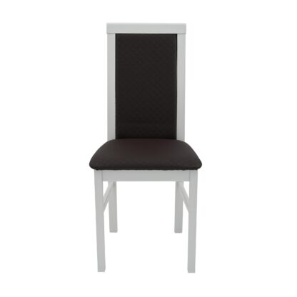 Scaun din lemn masiv de fag tapitat cu piele, S-38 Nilo6 B36, Alb - imagine 5