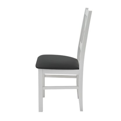 Scaun din lemn masiv de fag tapitat cu stofa, S-38 Nilo10 B30, Alb - imagine 4