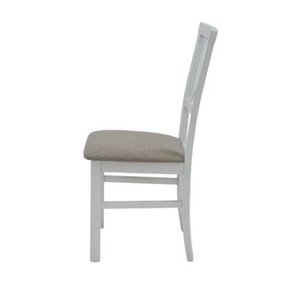 Scaun din lemn masiv de fag tapitat cu stofa S-38 Milano4 B4, alb - imagine 4