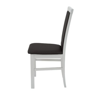 Scaun din lemn masiv de fag tapitat cu piele, S-38 Nilo6 B36, Alb - imagine 4
