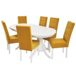 Set masa fixa 180 cm cu 6 scaune tapitate, MB-81 si T6 Lux S101, Alb, lemn masiv, stofa - imagine 5