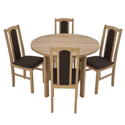 Set masa fixa 100 cm cu 4 scaune tapitate, MB-12 Poli2 si S-37 Boss7 S6, Sonoma, lemn masiv, stofa - imagine 2