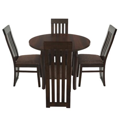 Set masa fixa 100 cm cu 4 scaune tapitate, MB-12 Poli3 si S-104 SB, Nuc, lemn masiv, stofa - imagine 4