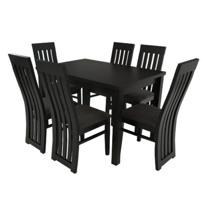 Set masa extensibila 120x150 cm cu 6 scaune tapitate, MB-13 Max5 si S-104 SM, Wenge, lemn masiv, stofa