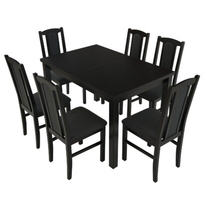 Set masa extensibila 120x150 cm cu 6 scaune tapitate, MB-13 Max5 si S-37 Boss7 W11, Wenge, lemn masiv, stofa - imagine 3