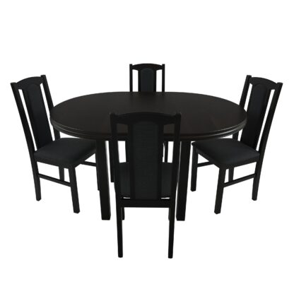 Set masa extensibila 100x130 cm cu 4 scaune tapitate, MB-12 Poli1 si S-37 Boss7 W11, Wenge, lemn masiv, stofa - imagine 5