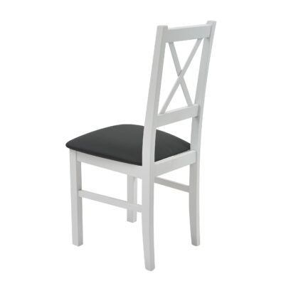 Scaun din lemn masiv de fag tapitat cu stofa, S-38 Nilo10 B30, Alb - imagine 3