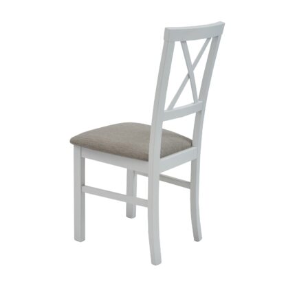 Scaun din lemn masiv de fag tapitat cu stofa S-38 Milano4 B4, alb - imagine 3
